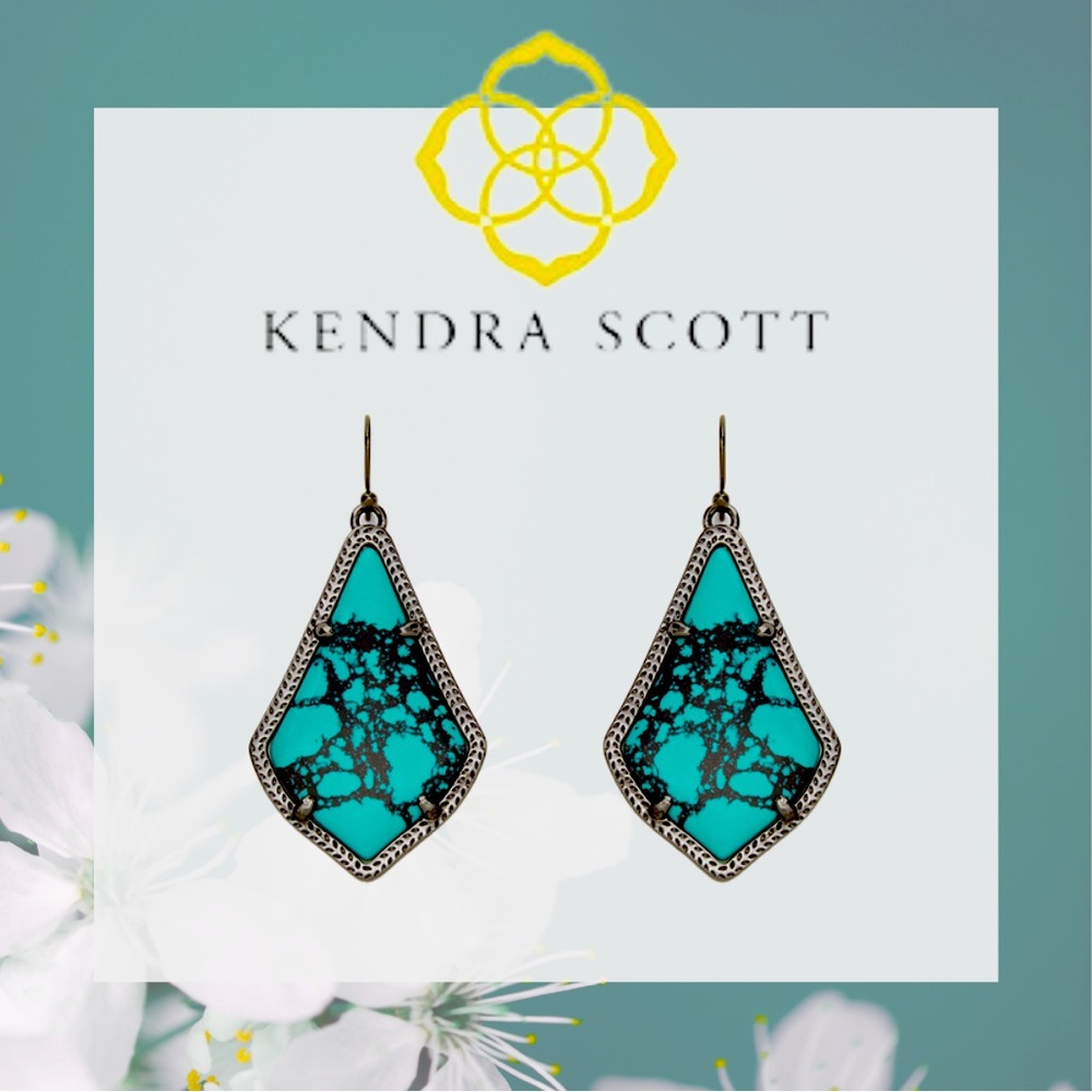 KENDRA SCOTT Alex Earrings In Variegated Teal Magnesite